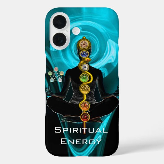 ROD ASCLEPIUS,7 CHAKRAS YOGA LOTUS POSE Blue Case-Mate iPhone Case (Achterkant)