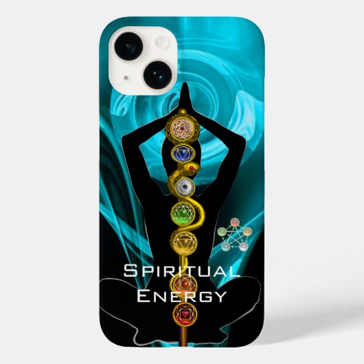 ROD ASCLEPIUS,7 CHAKRAS YOGA LOTUS POSE Blue Case-Mate iPhone Case (Achterkant)