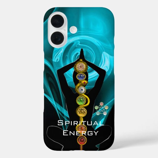 ROD ASCLEPIUS,7 CHAKRAS YOGA LOTUS POSE Blue Case-Mate iPhone Case (Achterkant)