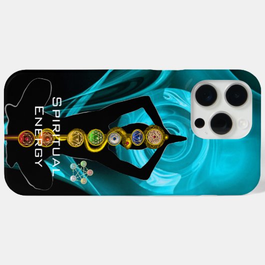 ROD ASCLEPIUS,7 CHAKRAS YOGA LOTUS POSE Blue Case-Mate iPhone Case (Achterkant (horizontaal))