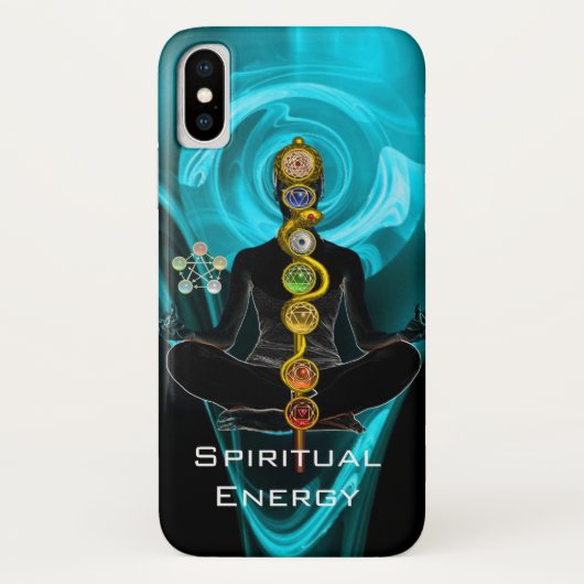 ROD ASCLEPIUS,7 CHAKRAS YOGA LOTUS POSE Blue Case-Mate iPhone Case (Achterkant)