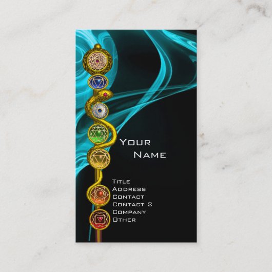 ROD ASCLEPIUS,7 CHAKRAS YOGA LOTUS POSE Blue Visitekaartje (Voorkant)