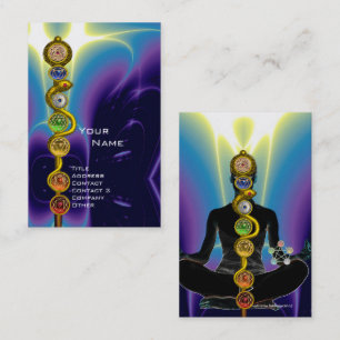 ROD ASCLEPIUS,7 CHAKRAS YOGA LOTUS POSE Blue Visitekaartje