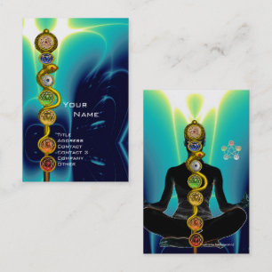 ROD ASCLEPIUS,7 CHAKRAS YOGA LOTUS POSE Blue Visitekaartje