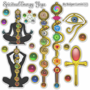 ROD ASCLEPIUS,7 CHAKRAS YOGA LOTUS POSE,Horus Eye Sticker