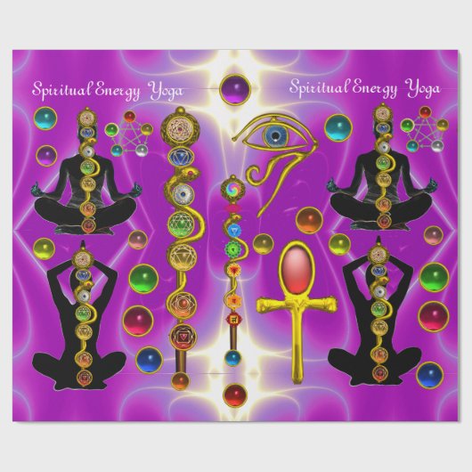 ROD ASCLEPIUS,7 CHAKRAS YOGA LOTUS POSE ,Horus Oog Cadeaupapier (Vlak)