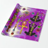 ROD ASCLEPIUS,7 CHAKRAS YOGA LOTUS POSE ,Horus Oog Cadeaupapier (Uitgerold)