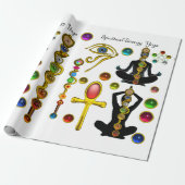 ROD ASCLEPIUS,7 CHAKRAS YOGA LOTUS POSE ,Horus Oog Cadeaupapier (Uitgerold)