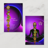 ROD ASCLEPIUS,7 CHAKRAS YOGA LOTUS POSE Violet Visitekaartje (Voorkant / Achterkant)