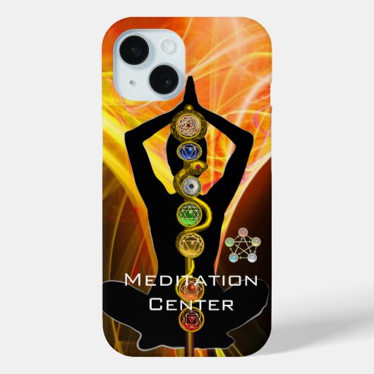 ROD ASCLEPIUS,7 CHAKRAS YOGA LOTUS POSE Yellow Case-Mate iPhone Case (Achterkant)