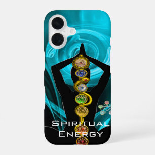 ROD ASCLEPIUS, 7 CHAKRA'S YOGA LOTUSPOSE Blauw iPhone 16 Hoesje