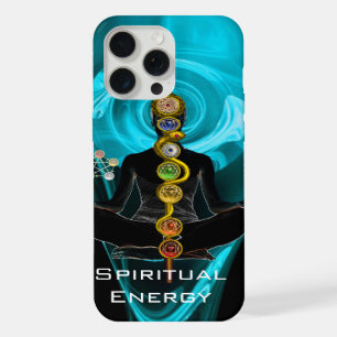 ROD ASCLEPIUS, 7 CHAKRA'S YOGA LOTUSPOSE Blauw iPhone 15 Pro Max Hoesje