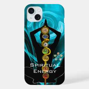 ROD ASCLEPIUS, 7 CHAKRA'S YOGA LOTUSPOSE Blauw iPhone 15 Plus Case