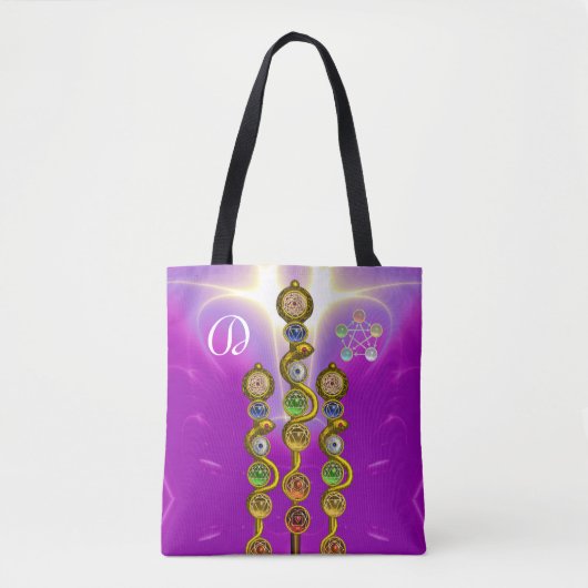 ROD ASCLEPIUS 7 CHAKRAS, YOGA SPIRITUELE ENERGIE R TOTE BAG (Voorkant)