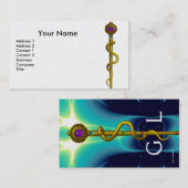 ROD ASCLEPIUS MEDICAL HEALING Monogram Blauw Wit Visitekaartje (Voorkant / Achterkant)