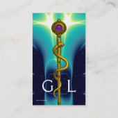 ROD ASCLEPIUS MEDICAL HEALING Monogram Blauw Wit Visitekaartje (Achterkant)