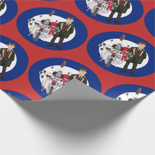 Rod de modder en de scooter cadeaupapier (Hoek)