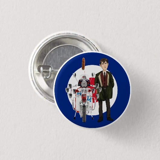 Rod de modder en de scooter ronde button 3,2 cm (Voorkant /achterkant)