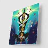 ROD OF ASCLEPIUS 7 CHAKRAS,YOGA LOTUS POSE Blue Vierkante Klok (Hoek)