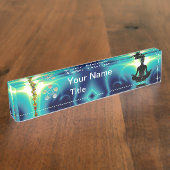 ROD VAN ASCLEPIUS,7 CHAKRAS,YOGA LOTUS POSE Blue Naambordje (Zijkant)