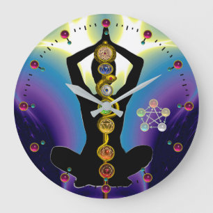 ROD VAN ASCLEPIUS 7 CHAKRAS, YOGA LOTUS POSE Paars Grote Klok