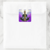 ROD VAN ASCLEPIUS 7 CHAKRAS, YOGA LOTUS POSE Paars Vierkante Sticker (Tas)