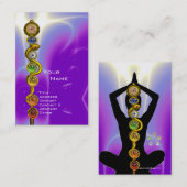 ROD VAN ASCLEPIUS,7 CHAKRAS YOGA LOTUS POSE Paars Visitekaartje (Voorkant / Achterkant)