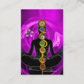 ROD VAN ASCLEPIUS,7 CHAKRAS YOGA LOTUS POSE Paars Visitekaartje (Achterkant)