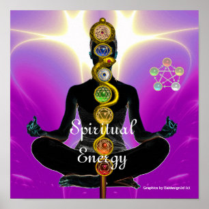 ROD VAN ASCLEPIUS 7 CHAKRAS, YOGA LOTUS POSE Pink Poster