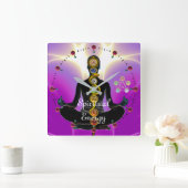 ROD VAN ASCLEPIUS 7 CHAKRAS, YOGA LOTUS POSE Pink Vierkante Klok (Huis)