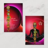 ROD VAN ASCLEPIUS,7 CHAKRAS YOGA LOTUS POSE Red Visitekaartje (Voorkant / Achterkant)