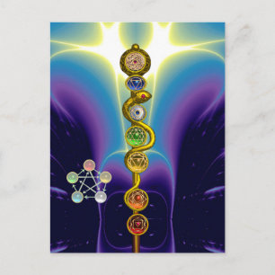 ROD VAN ASCLEPIUS 7 CHAKRAS, YOGA, SPIRITUELE ENER BRIEFKAART