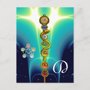 ROD VAN ASCLEPIUS 7 CHAKRAS, YOGA, SPIRITUELE ENER BRIEFKAART