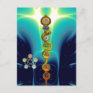 ROD VAN ASCLEPIUS 7 CHAKRAS, YOGA, SPIRITUELE ENER BRIEFKAART