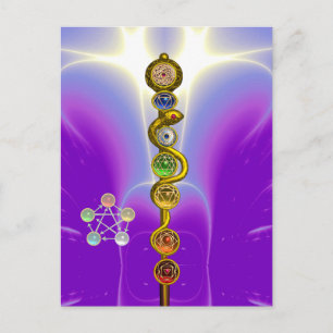 ROD VAN ASCLEPIUS 7 CHAKRAS, YOGA, SPIRITUELE ENER BRIEFKAART