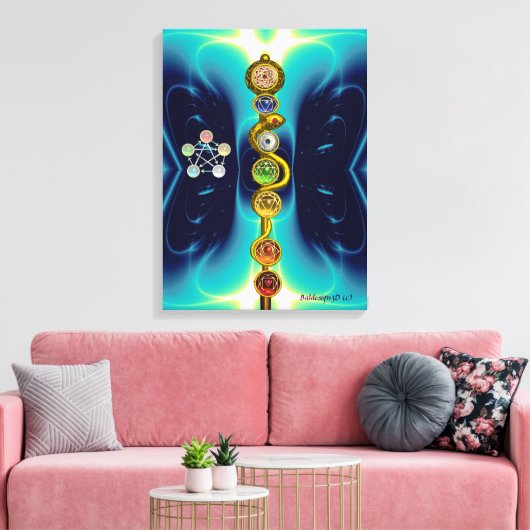 ROD VAN ASCLEPIUS 7 CHAKRAS, YOGA, SPIRITUELE ENER CANVAS AFDRUK (Insitu (Woonkamer))