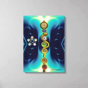ROD VAN ASCLEPIUS 7 CHAKRAS, YOGA, SPIRITUELE ENER CANVAS AFDRUK