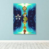 ROD VAN ASCLEPIUS 7 CHAKRAS, YOGA, SPIRITUELE ENER CANVAS AFDRUK (Insitu (Houten vloer))