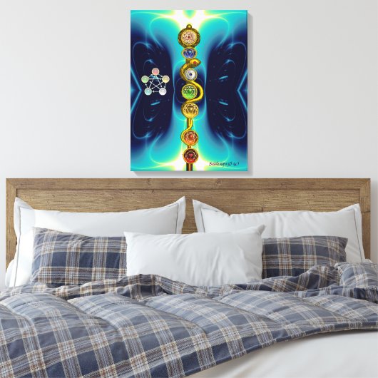 ROD VAN ASCLEPIUS 7 CHAKRAS, YOGA, SPIRITUELE ENER CANVAS AFDRUK (Insitu (Slaapkamer))