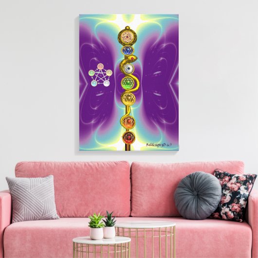 ROD VAN ASCLEPIUS 7 CHAKRAS, YOGA, SPIRITUELE ENER CANVAS AFDRUK (Insitu (Woonkamer))