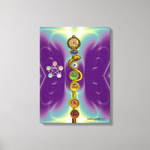 ROD VAN ASCLEPIUS 7 CHAKRAS, YOGA, SPIRITUELE ENER CANVAS AFDRUK