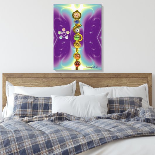 ROD VAN ASCLEPIUS 7 CHAKRAS, YOGA, SPIRITUELE ENER CANVAS AFDRUK (Insitu (Slaapkamer))