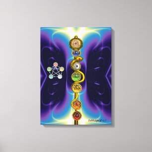 ROD VAN ASCLEPIUS 7 CHAKRAS, YOGA, SPIRITUELE ENER CANVAS AFDRUK
