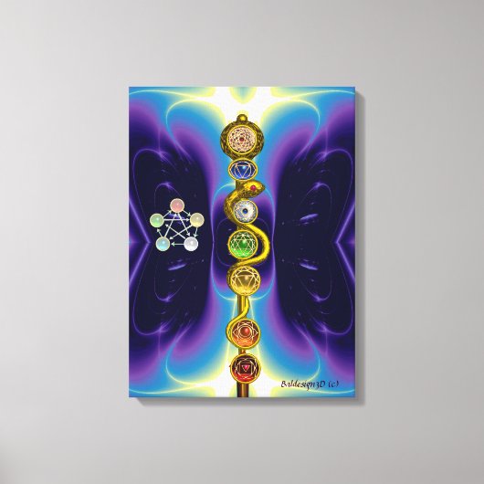 ROD VAN ASCLEPIUS 7 CHAKRAS, YOGA, SPIRITUELE ENER CANVAS AFDRUK (Voorkant)