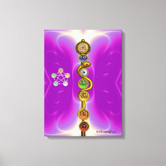 ROD VAN ASCLEPIUS 7 CHAKRAS, YOGA, SPIRITUELE ENER CANVAS AFDRUK (Voorkant)