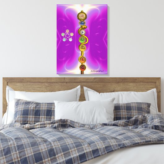 ROD VAN ASCLEPIUS 7 CHAKRAS, YOGA, SPIRITUELE ENER CANVAS AFDRUK (Insitu (Slaapkamer))