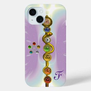 ROD VAN ASCLEPIUS 7 CHAKRAS, YOGA, SPIRITUELE ENER iPhone 15 CASE