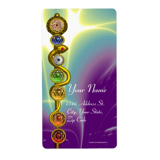 ROD VAN ASCLEPIUS 7 CHAKRAS, YOGA, SPIRITUELE ENER ETIKET (Voorkant)
