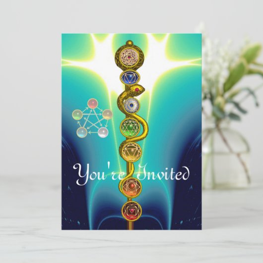 ROD VAN ASCLEPIUS 7 CHAKRAS, YOGA, SPIRITUELE ENER KAART (Staand voorkant)