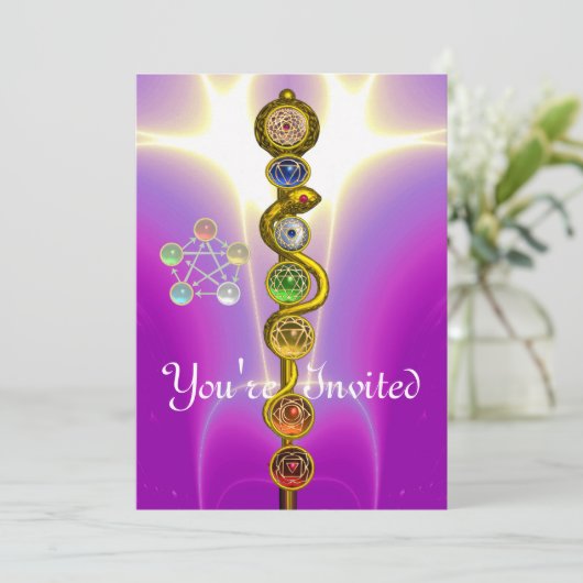 ROD VAN ASCLEPIUS 7 CHAKRAS, YOGA, SPIRITUELE ENER KAART (Staand voorkant)